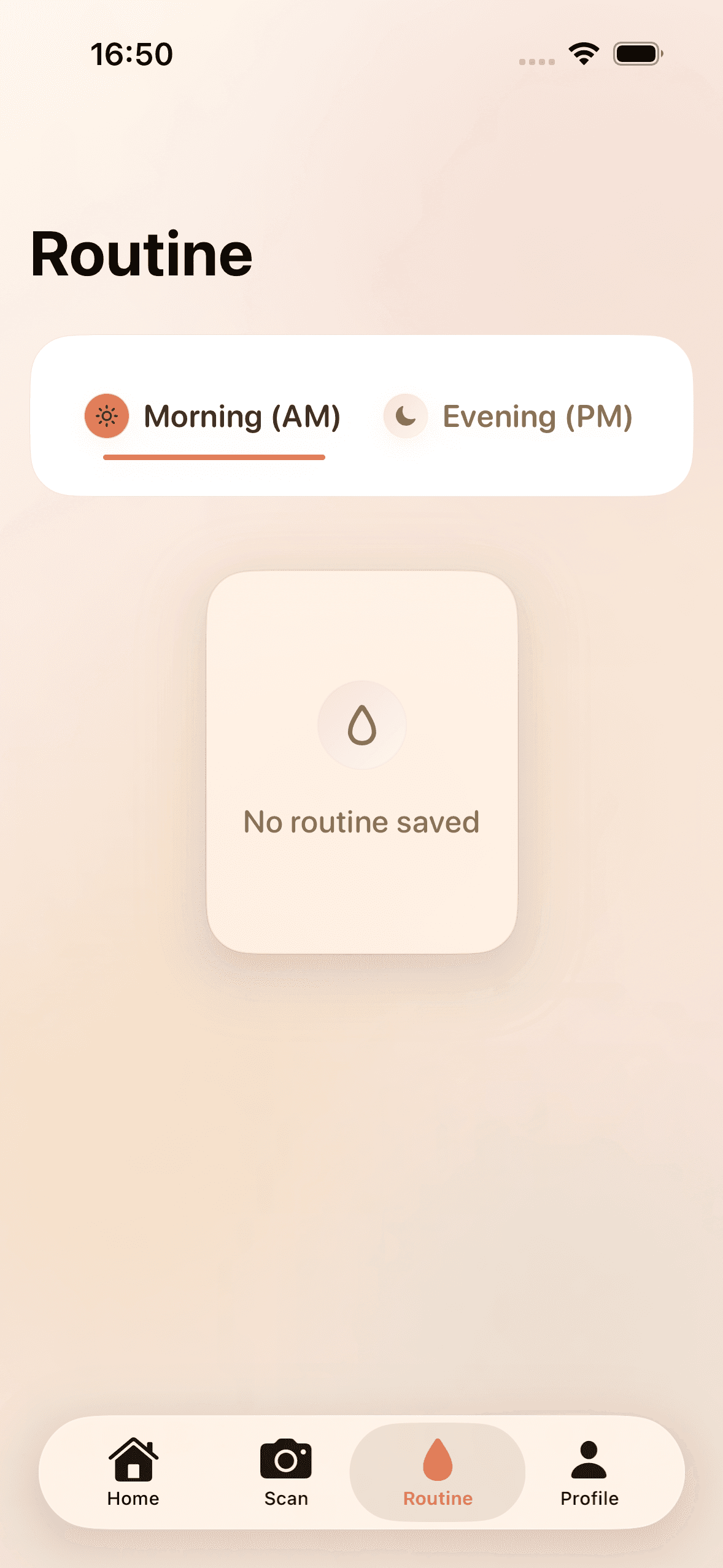 DermaRoutine Routine screen